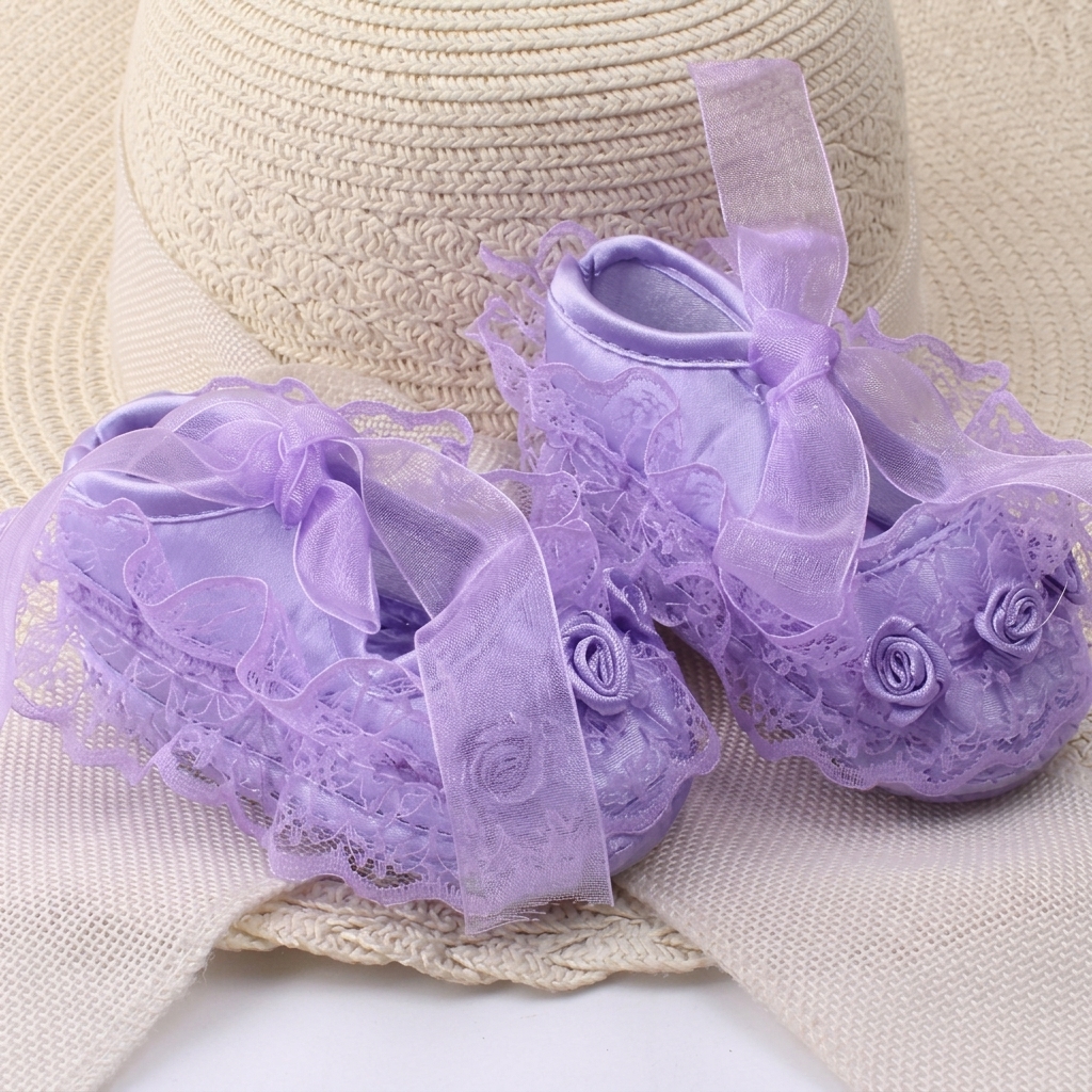 Infant Lace Princess Soft-Bottom Pre-Walker Socks Shoes (0-10 Months) thumbnail 7