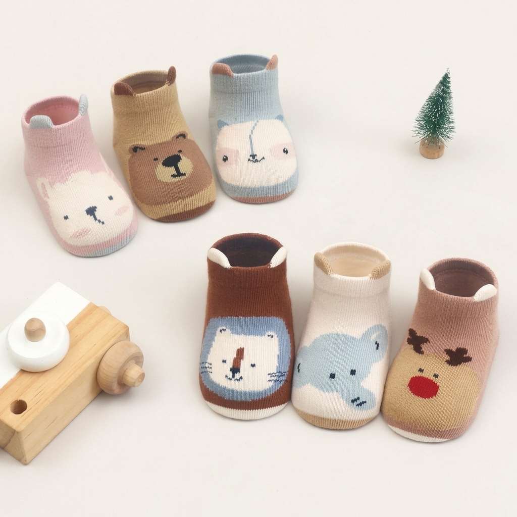 Kids Anti-Slip Cartoon Cotton Floor Socks Shoes