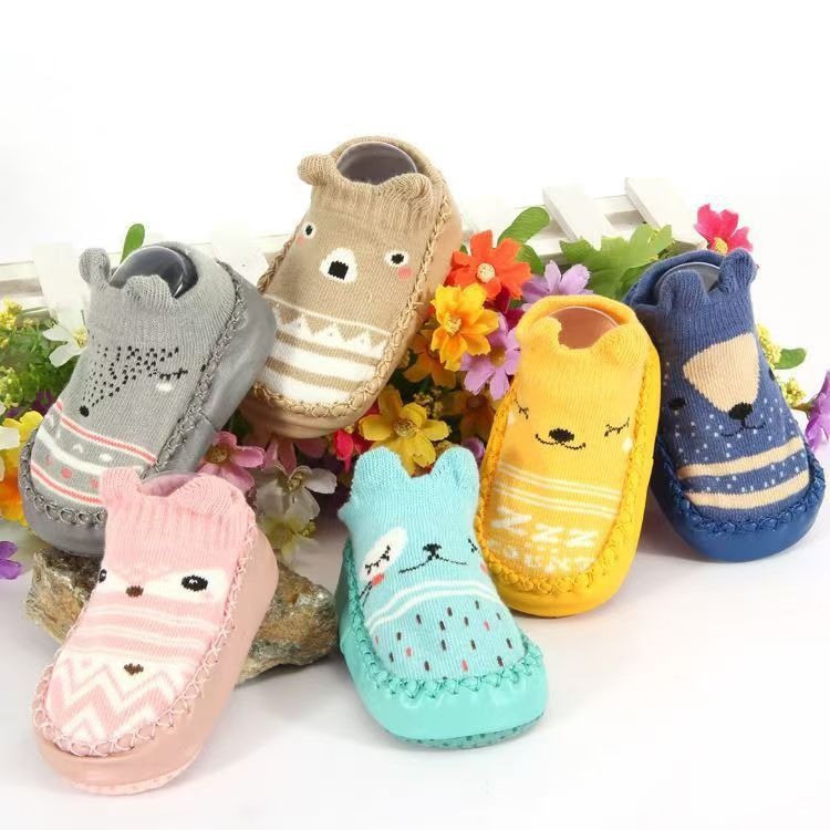 Infant Leather-Bottom Anti-Slip Cotton Floor Shoes & Socks (1-3 Years)