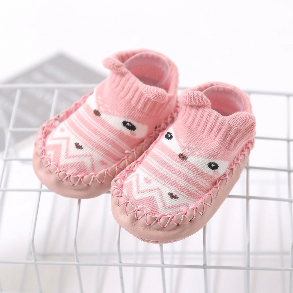Infant Leather-Bottom Anti-Slip Cotton Floor Shoes & Socks (1-3 Years) thumbnail 5