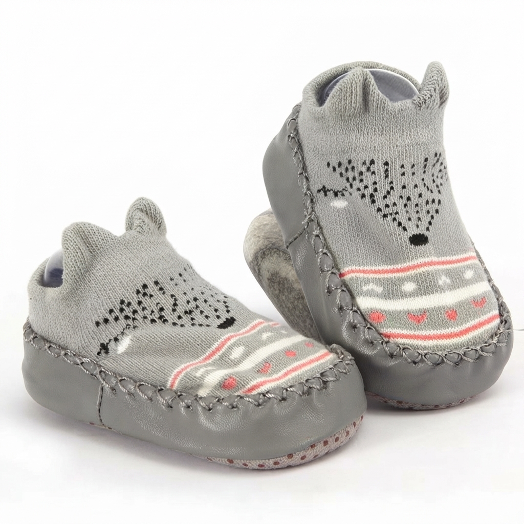 Infant Leather-Bottom Anti-Slip Cotton Floor Shoes & Socks (1-3 Years) thumbnail 11