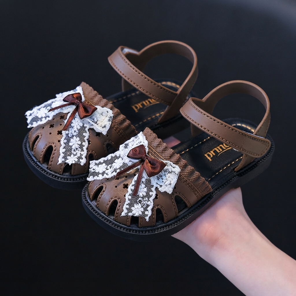 Korean Style Lace Bowknot Non-Slip Waterproof Toddler Sandals (2-3 Years)