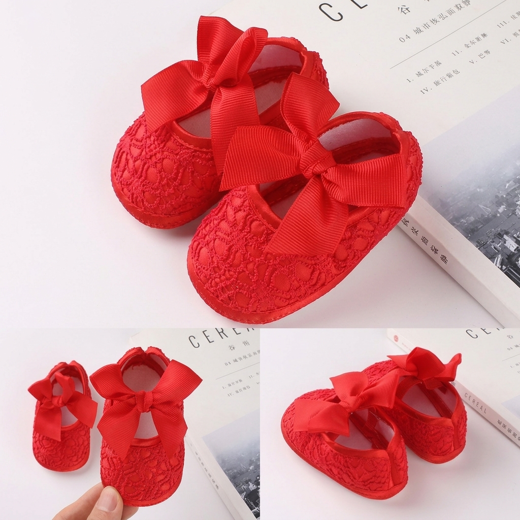 Baby Girl Lace Bow Soft-Sole Princess Pre-Walker Shoes thumbnail 2