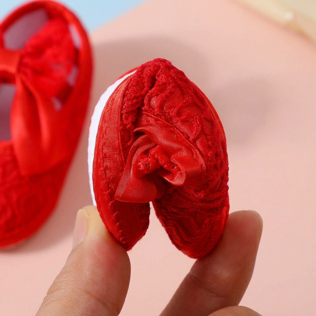 Baby Girl Lace Bow Soft-Sole Princess Pre-Walker Shoes thumbnail 3