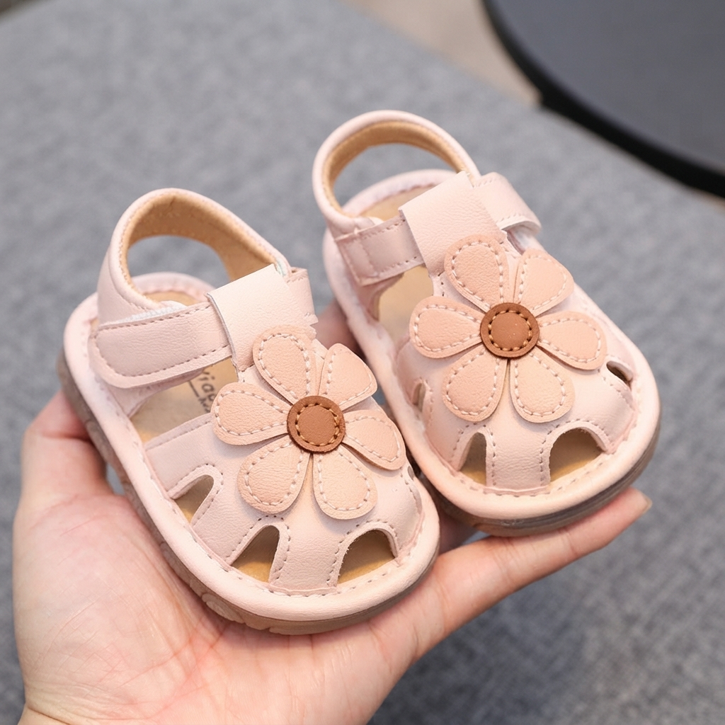 Cute Floral Soft-Sole Baby Girl Princess Sandals (0-1 Years)