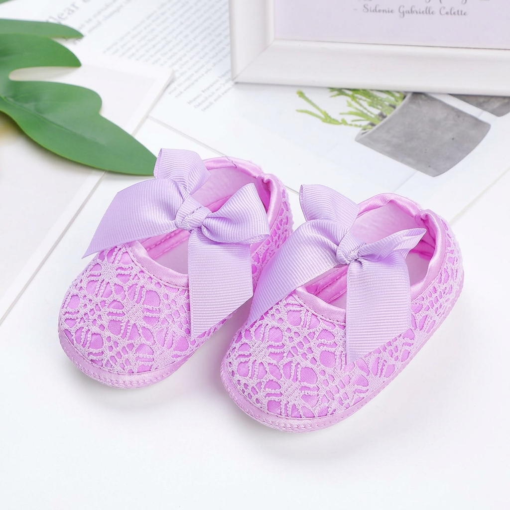 Baby Girl Lace Bow Soft-Sole Princess Pre-Walker Shoes thumbnail 4