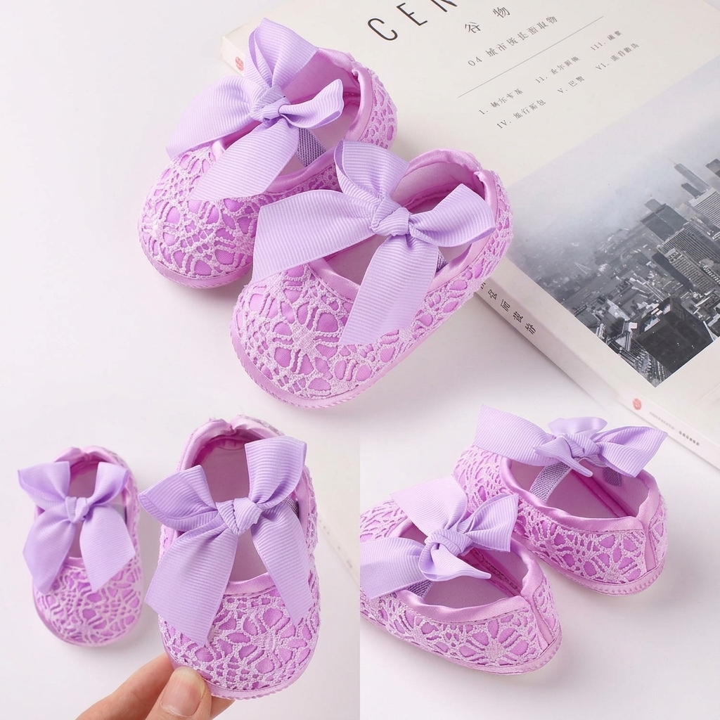Baby Girl Lace Bow Soft-Sole Princess Pre-Walker Shoes thumbnail 5