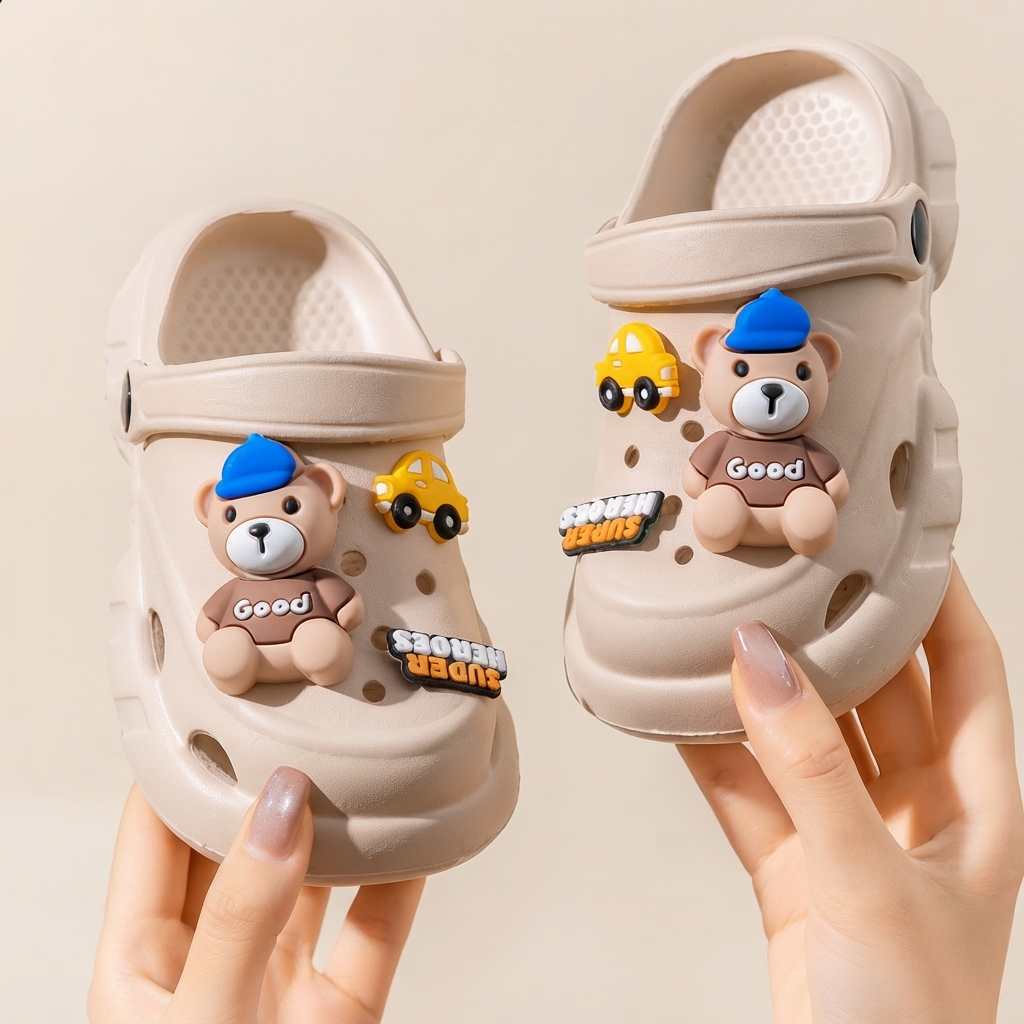 Kids Cartoon Bear Thick-Soled Non-Slip EVA Clogs