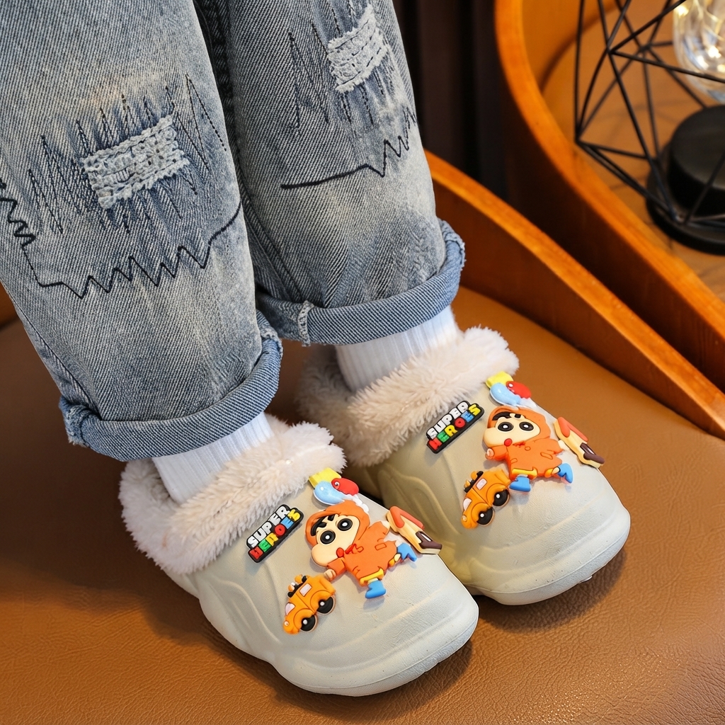 Kids Cartoon Character Fleece-Lined Waterproof EVA Winter Slippers thumbnail 4