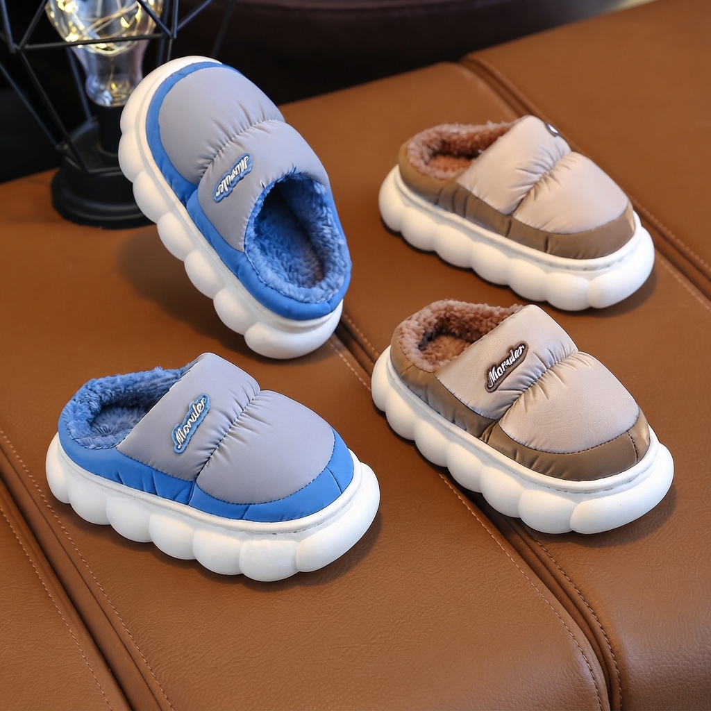 Kids Waterproof Fleece-Lined Thick-Soled Winter Down Slippers thumbnail 2