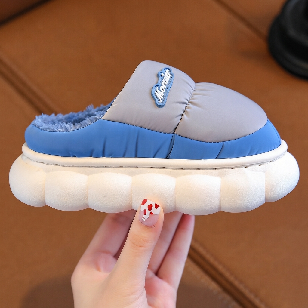 Kids Waterproof Fleece-Lined Thick-Soled Winter Down Slippers thumbnail 3