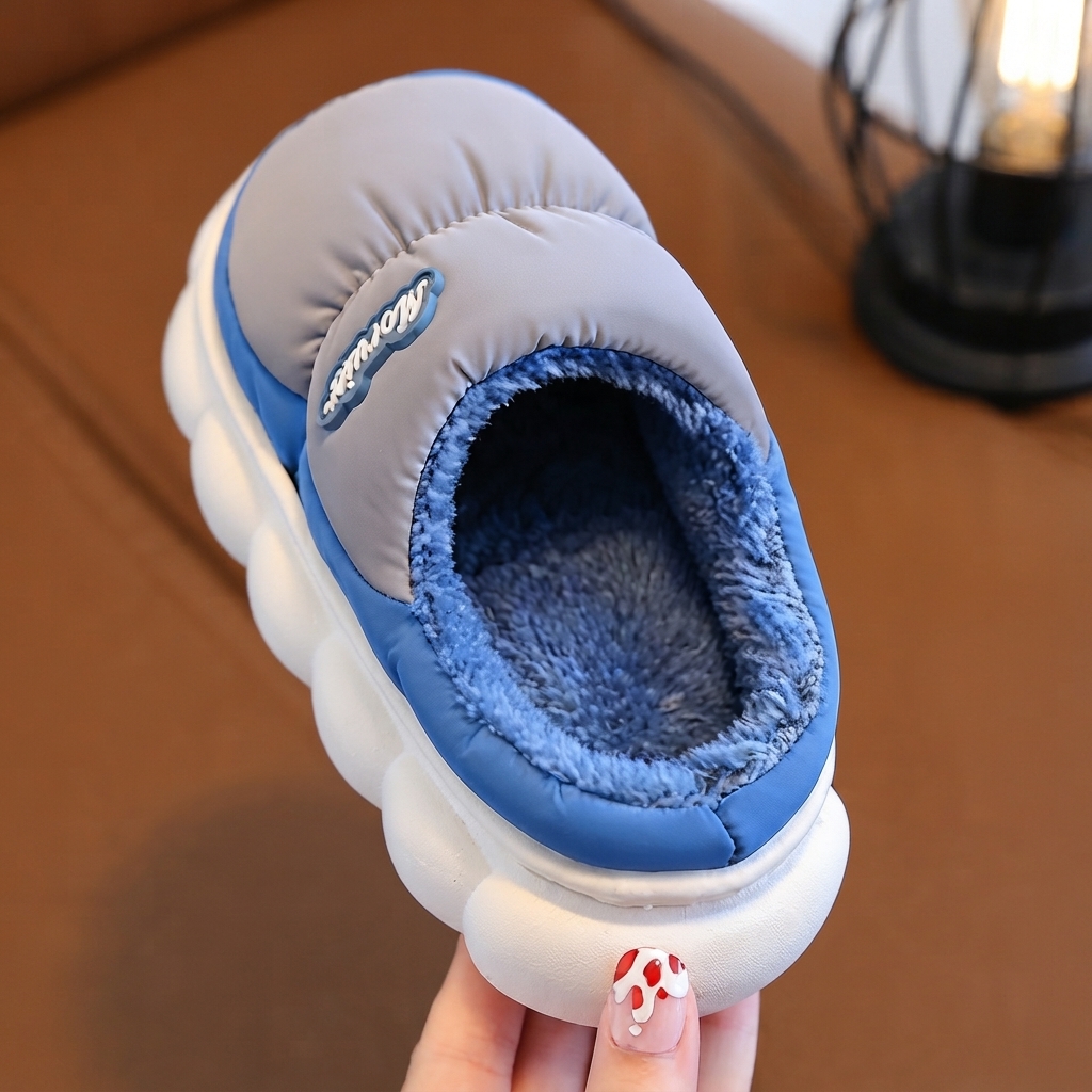 Kids Waterproof Fleece-Lined Thick-Soled Winter Down Slippers thumbnail 4