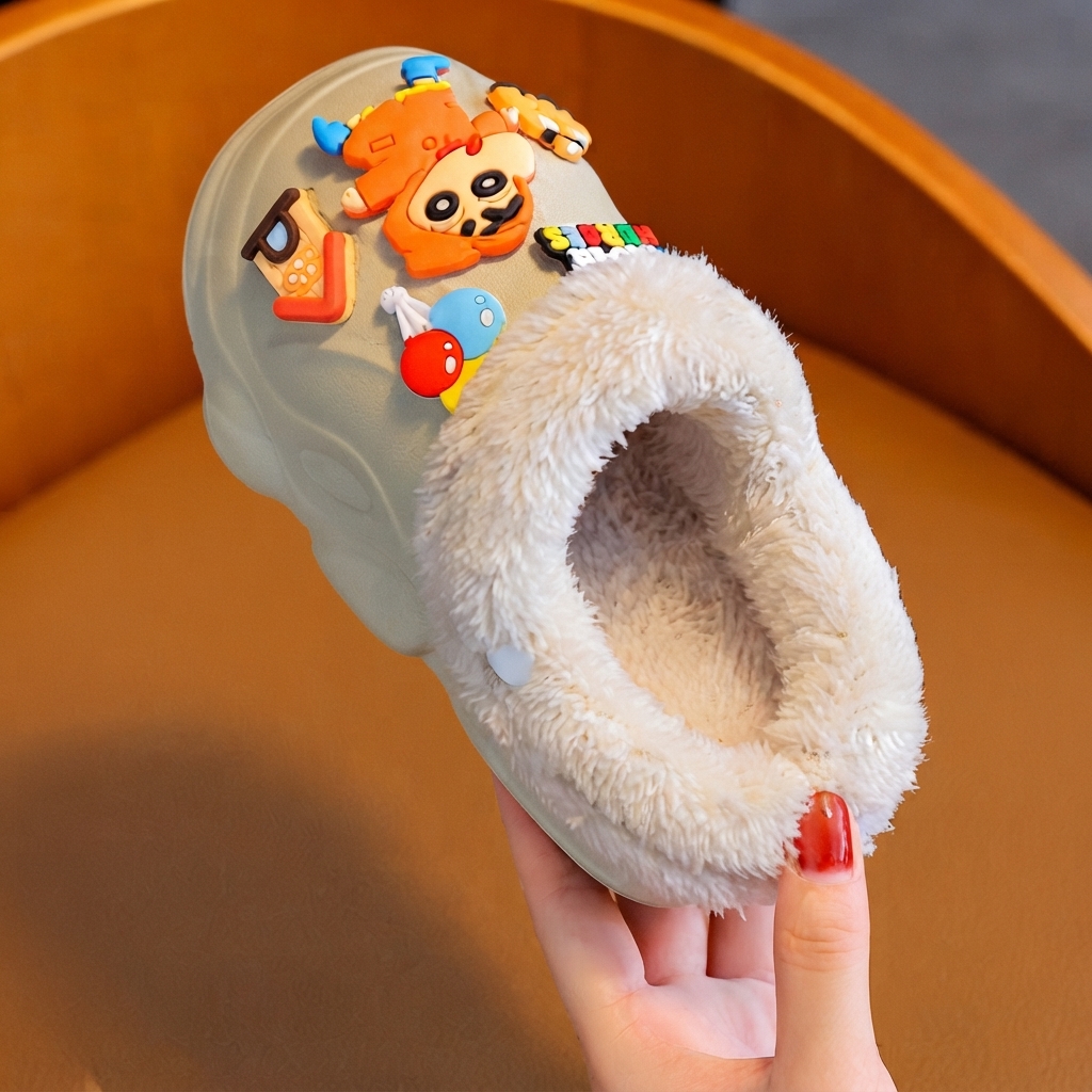 Kids Detachable Fur-Lined Cartoon Character Winter Clogs thumbnail 2