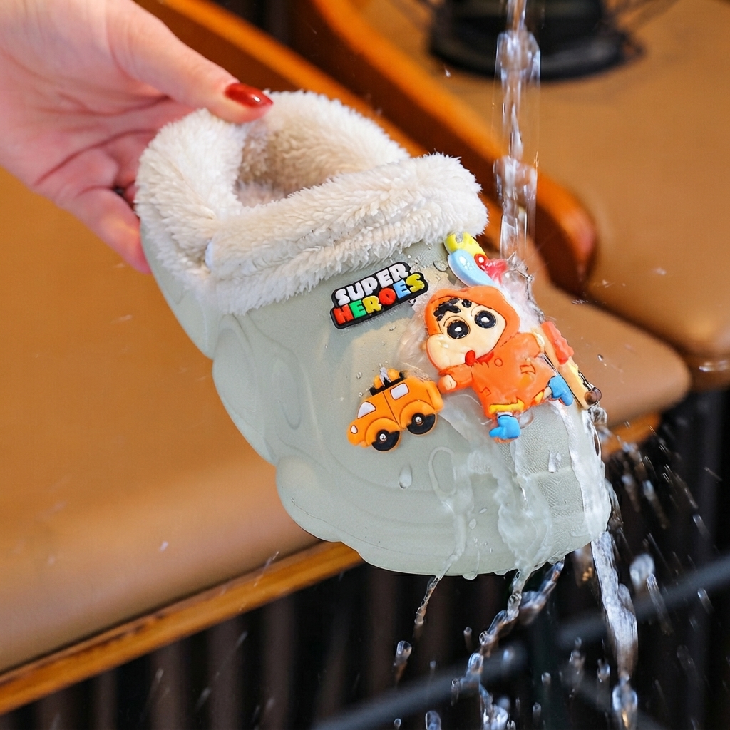 Kids Detachable Fur-Lined Cartoon Character Winter Clogs thumbnail 7