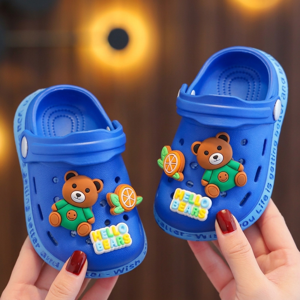 Kids "Hello Bears" Non-Slip EVA Clogs & Bathing Sandals