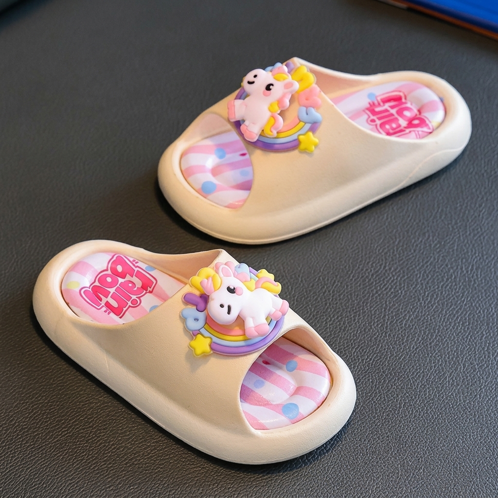 Girls Cute Rainbow Unicorn Non-Slip Soft-Sole Slide Slippers thumbnail 2