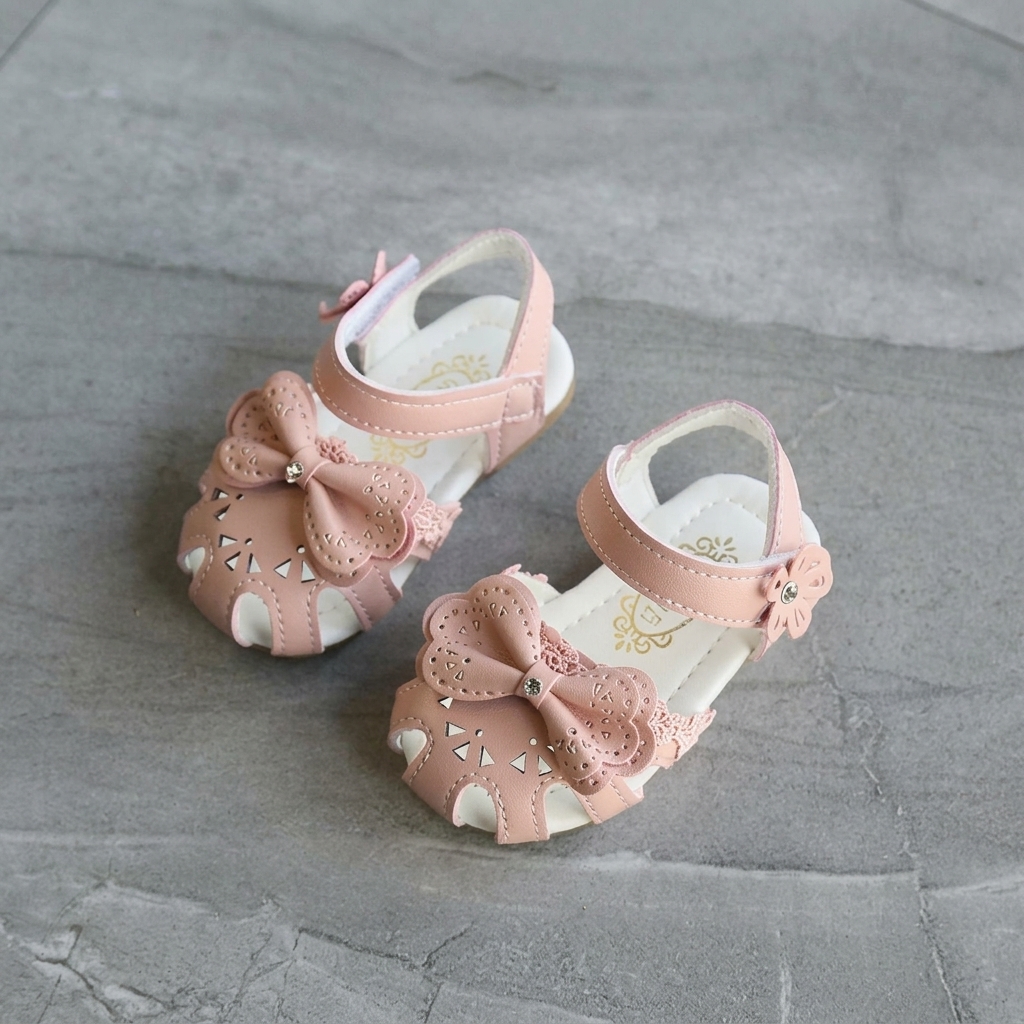 Baby Girl Soft-Bottom Closed-Toe Bowknot Toddler Sandals (0-2 Years)