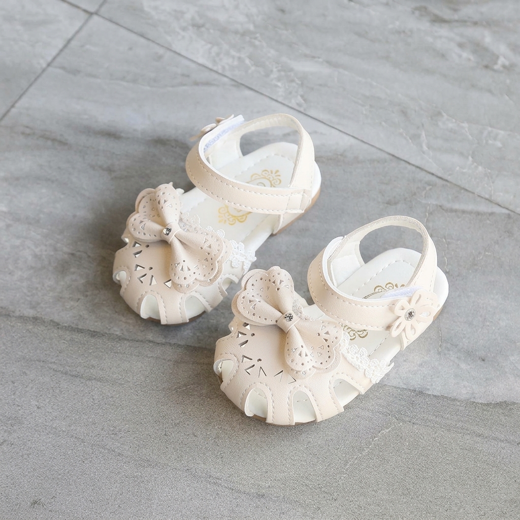 Baby Girl Soft-Bottom Closed-Toe Bowknot Toddler Sandals (0-2 Years) thumbnail 2