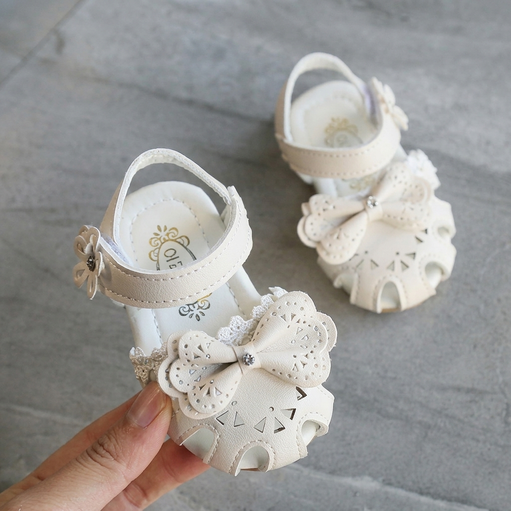Baby Girl Soft-Bottom Closed-Toe Bowknot Toddler Sandals (0-2 Years) thumbnail 3