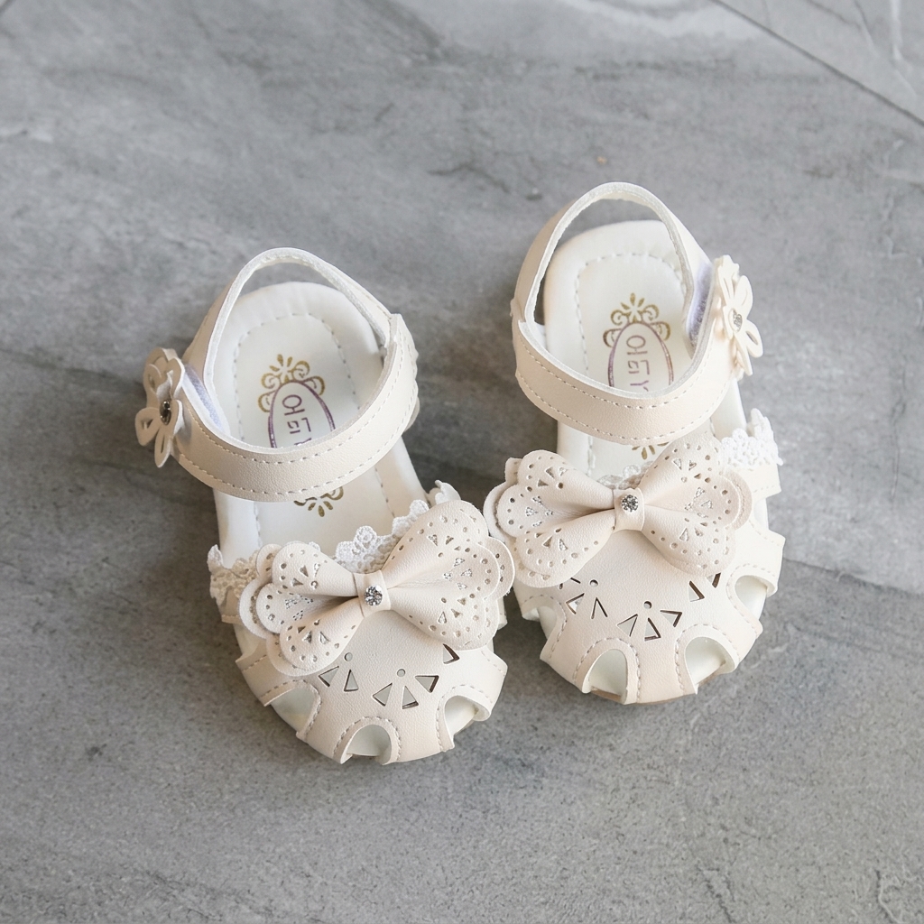 Baby Girl Soft-Bottom Closed-Toe Bowknot Toddler Sandals (0-2 Years) thumbnail 4
