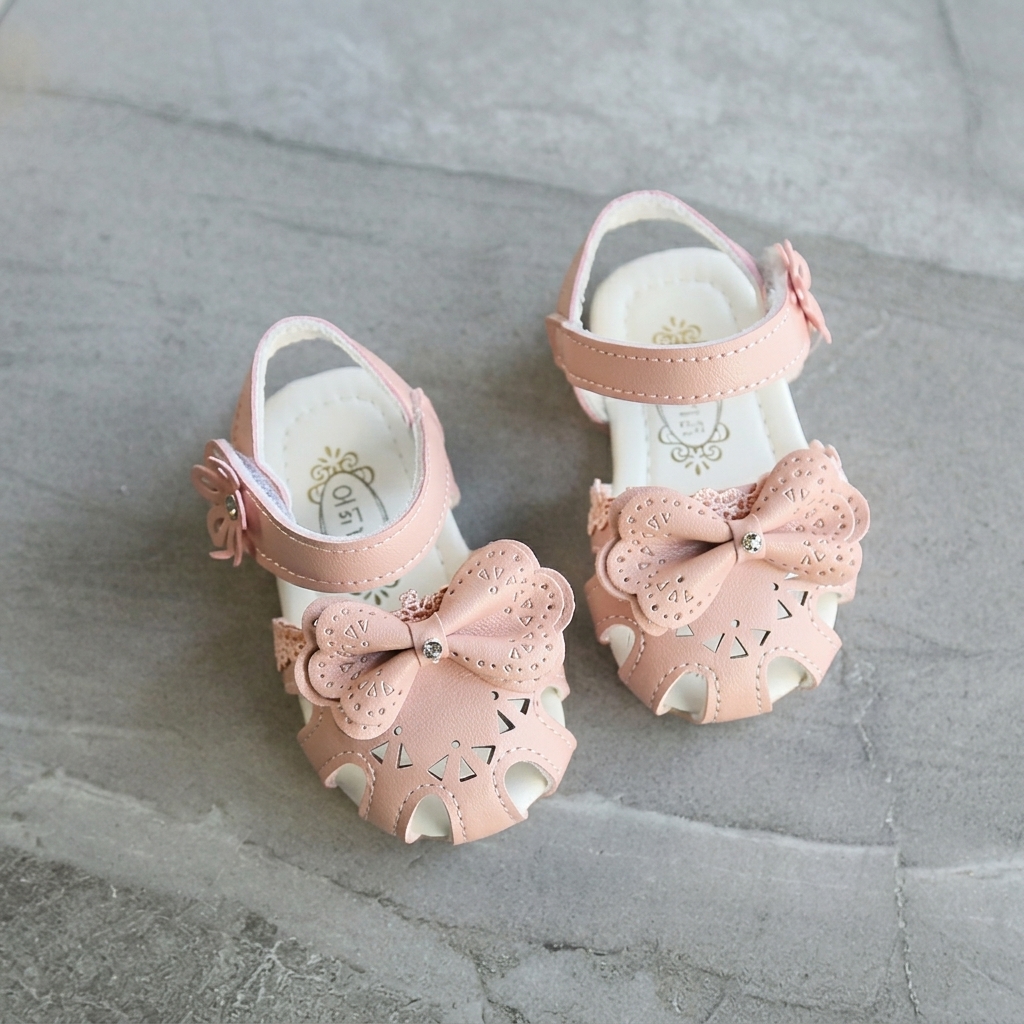 Baby Girl Soft-Bottom Closed-Toe Bowknot Toddler Sandals (0-2 Years) thumbnail 5