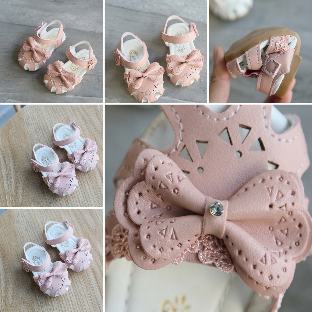 Baby Girl Soft-Bottom Closed-Toe Bowknot Toddler Sandals (0-2 Years) thumbnail 12