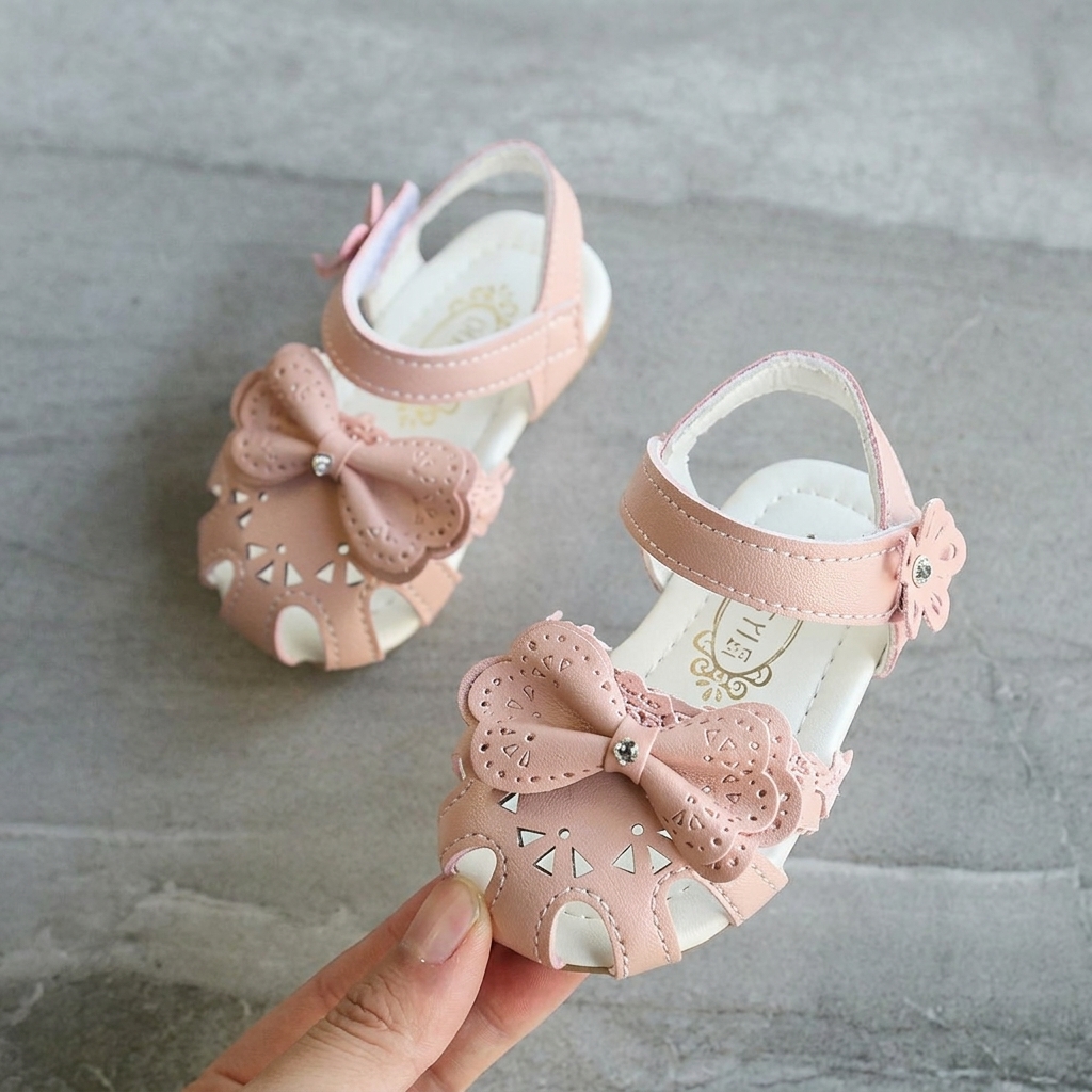 Baby Girl Soft-Bottom Closed-Toe Bowknot Toddler Sandals (0-2 Years) thumbnail 13