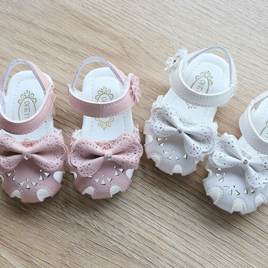 Baby Girl Soft-Bottom Closed-Toe Bowknot Toddler Sandals (0-2 Years) thumbnail 14