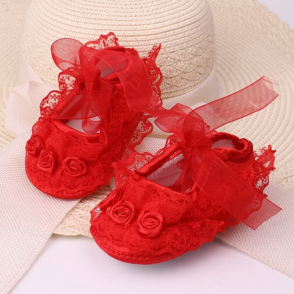 Infant Lace Princess Soft-Bottom Pre-Walker Socks Shoes (0-10 Months)