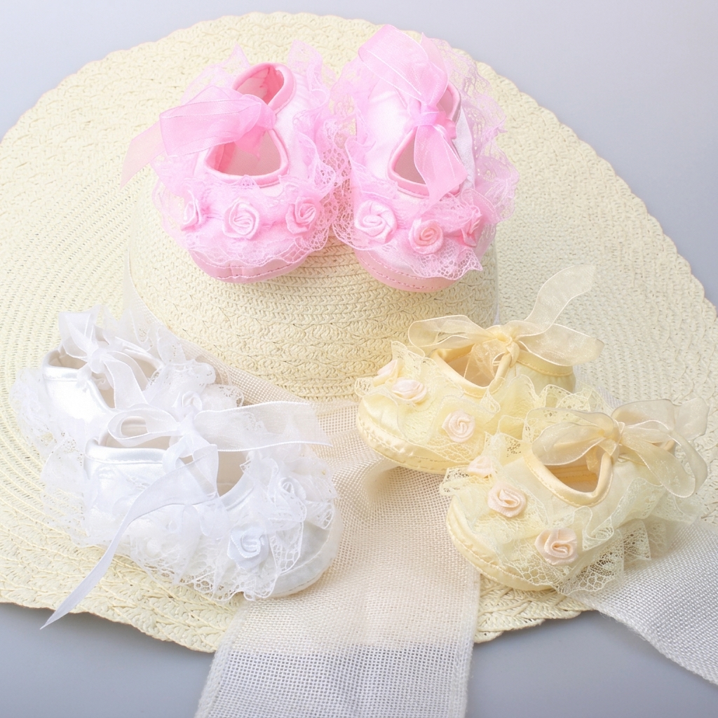 Infant Lace Princess Soft-Bottom Pre-Walker Socks Shoes (0-10 Months) thumbnail 2