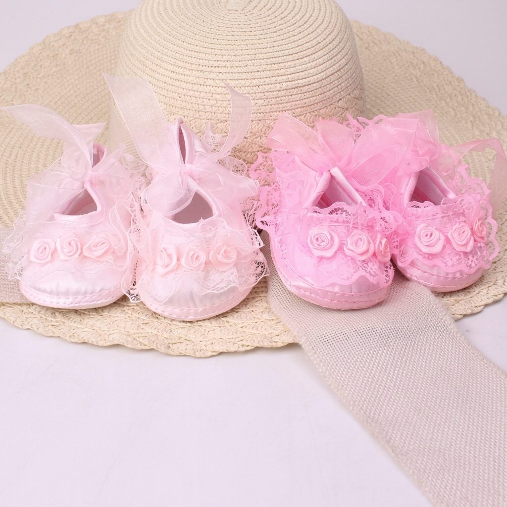 Infant Lace Princess Soft-Bottom Pre-Walker Socks Shoes (0-10 Months) thumbnail 3