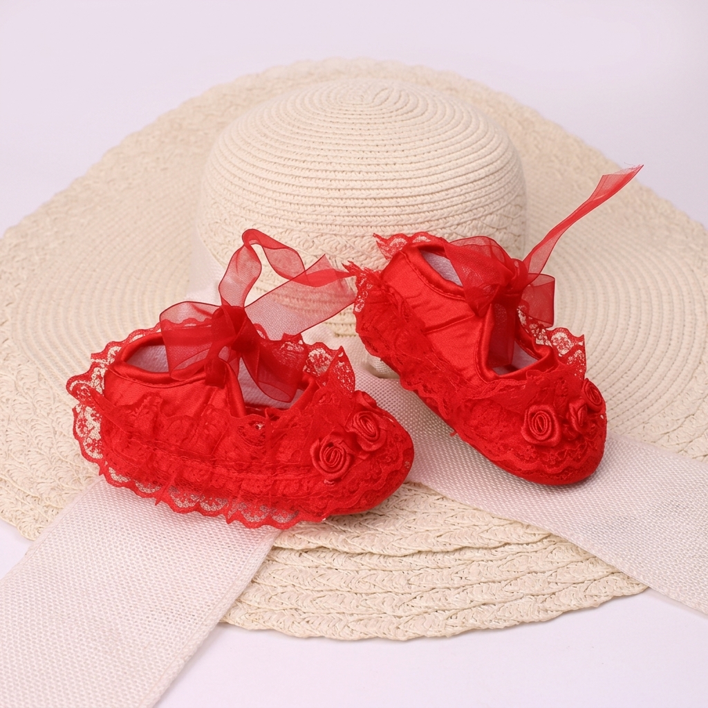Infant Lace Princess Soft-Bottom Pre-Walker Socks Shoes (0-10 Months) thumbnail 4