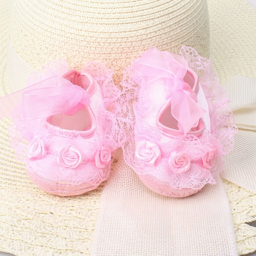 Infant Lace Princess Soft-Bottom Pre-Walker Socks Shoes (0-10 Months) thumbnail 5