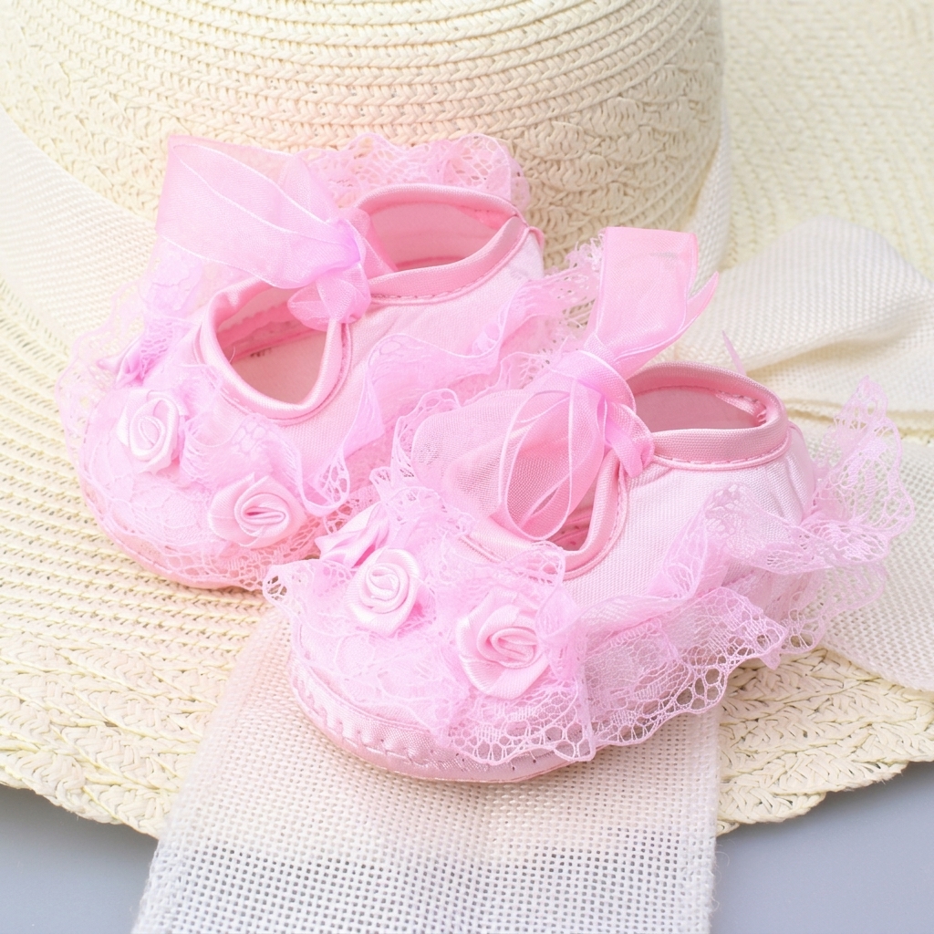 Infant Lace Princess Soft-Bottom Pre-Walker Socks Shoes (0-10 Months) thumbnail 6